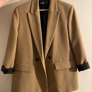 Zara Camel Jacket with Black Interior